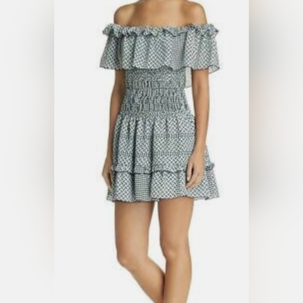 Parker Multi Hali Printed Off-Shoulder Smocked Fit and Flare Mini Dress size XS